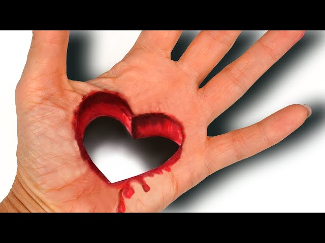 Рисунок 3D сердце! Как нарисовать иллюзию лайфхаки для школы