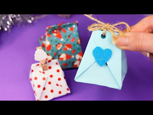 Мини пакетик для подарка без клея! Оригами из бумаги на Новый Год