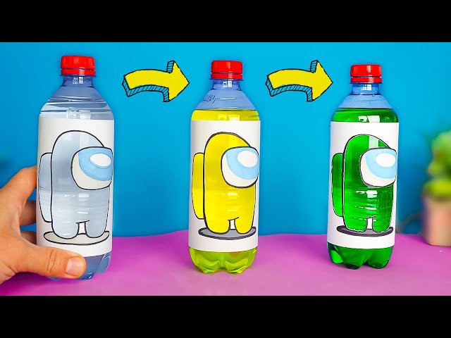 Легкий фокус меняем цвет Амонг Ас с бутылкой воды