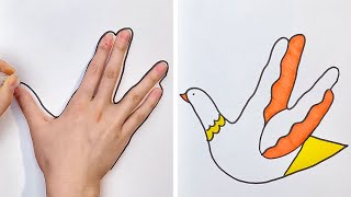 Простые и забавные лайфхаки для рисования ладонями