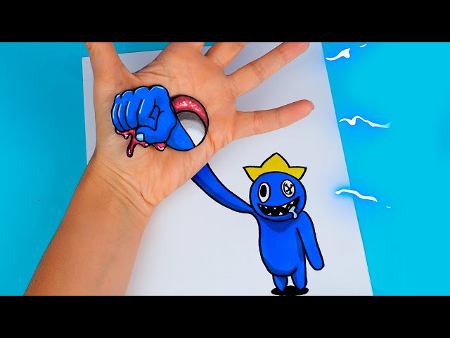 Невероятный фокус с рисунком синего из Роблокс Радужные друзья